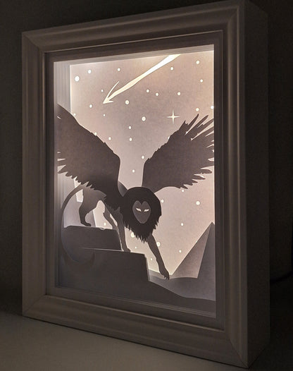 Paper Cut Mulitcolor LED Lampe - "Sphinx" 20x25