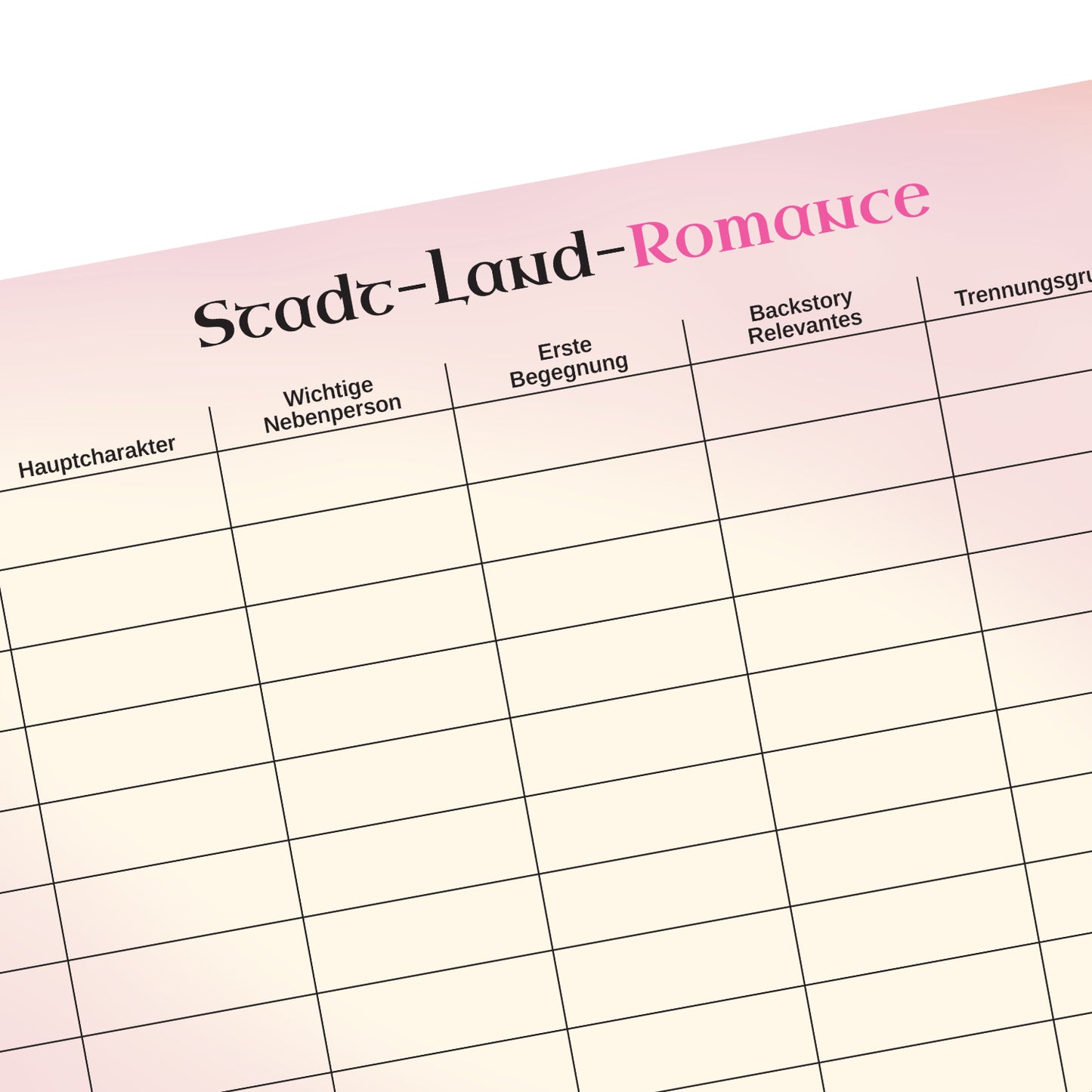 "Stadt-Land-Genre"-Spielblock