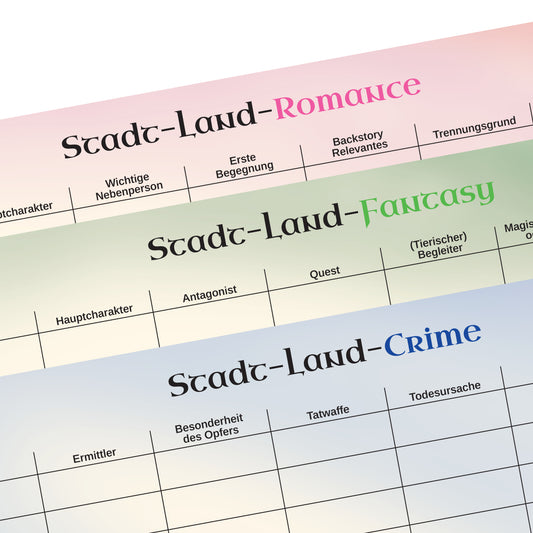 "Stadt-Land-Genre"-Spielblock