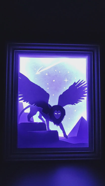 Paper Cut Mulitcolor LED Lampe - "Sphinx" 20x25