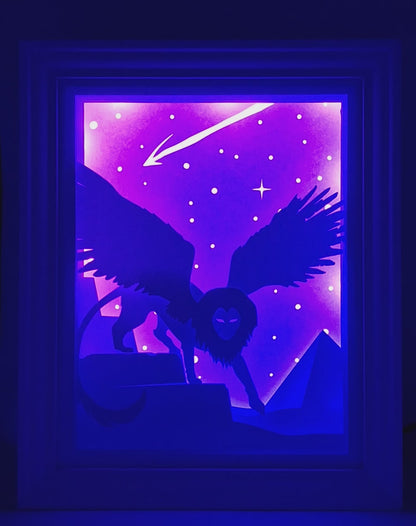 Paper Cut Mulitcolor LED Lampe - "Sphinx" 20x25